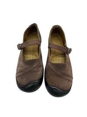 Keen Womens Sterling Mary Jane Shoes Size 6.5 Brown Suede Buckle Flats Casual